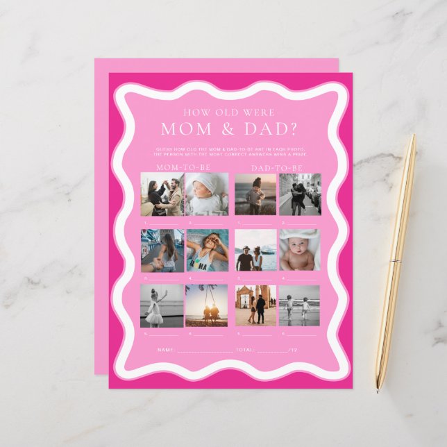 ウェーブピンクお母さんとパパ写真ゲーム (正面/裏面インサイチュ)