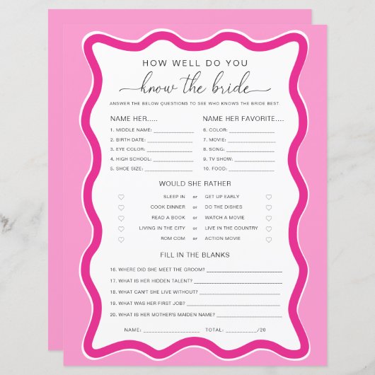 ウェーブピンクどのように花嫁のゲームを知っている (正面/裏面)