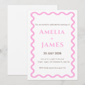 ウェーブピンクドードル結婚式招待状 招待状 (正面/裏面)