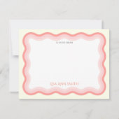 ウェーブピンクラインガールズフラパーソナライズされたット ノートカード (正面)