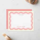 ウェーブピンクラインガールズフラパーソナライズされたット ノートカード (正面/裏面インサイチュ)