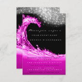 ウェーブピンク明るい赤紫色ブライダルシャワーモダン誕生日 招待状 (正面/裏面)