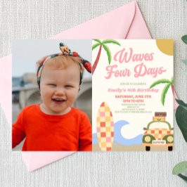 ウェーブフォー日サーフ写真4th誕生日パーティー 招待状