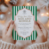 ウェーブフレームストライプのビジネスホリデーパーティー招待状 招待状