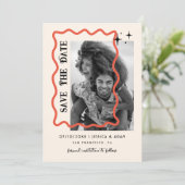 ウェーブフレームレトロ結婚式写真Save The Date セーブザデート (スタンド正面)