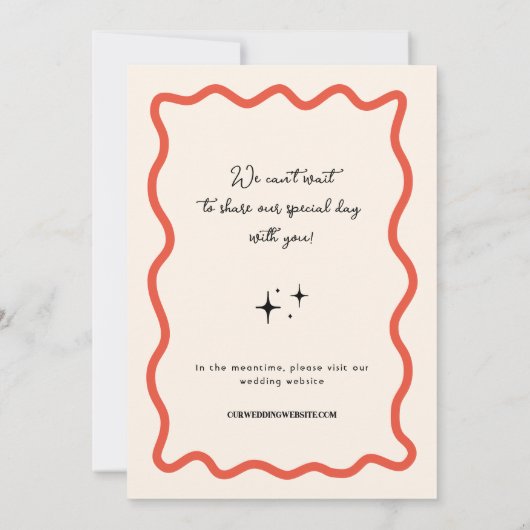 ウェーブフレームレトロ結婚式写真Save The Date セーブザデート (裏面)