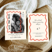 ウェーブフレームレトロ結婚式写真Save The Date セーブザデート