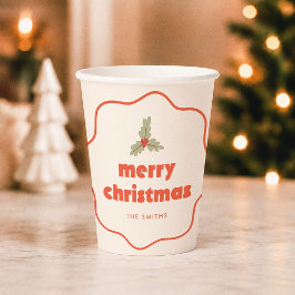 ウェーブフレーム オレンジ メリークリスマス 紙コップ