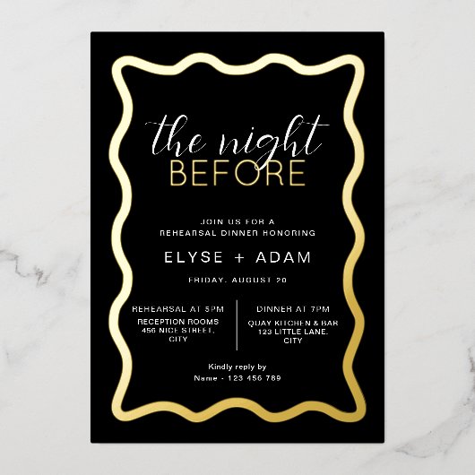 ウェーブブラックリハーサルディナー 箔招待状 (正面)