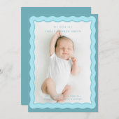 ウェーブブルーダブル縁どカイデザイン 案内状 (正面/裏面)