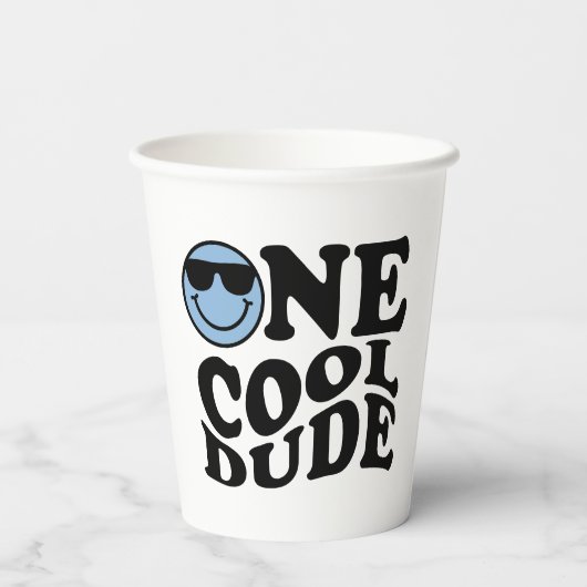 ウェーブブルー名門私立校風のスマイルワンダクールード1歳の誕生日 紙コップ (裏面)