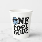 ウェーブブルー名門私立校風のスマイルワンダクールード1歳の誕生日 紙コップ (正面)