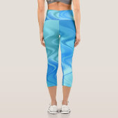 ウェーブブルー抽象芸術ハイウェストCapris カプリレギンス (裏面)