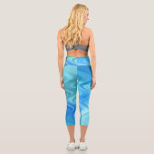ウェーブブルー抽象芸術ハイウェストCapris カプリレギンス (裏面)