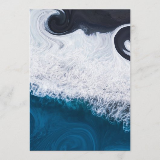 ウェーブブルー海芸術的夏ビーチ結婚式かわいい メニュー (裏面)