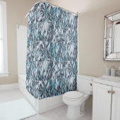 ウェーブブルー金ゴールド抽象芸術アートビーチタオル シャワーカーテン (インサイチュ)