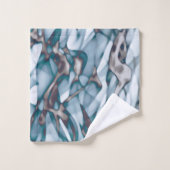 ウェーブブルー金ゴールド抽象芸術アートビーチタオル バスタオルセット (ウォッシュタオル)