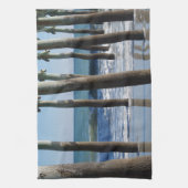 ウェーブブレイクザピアの下でマートルビーチ キッチンタオル (縦)
