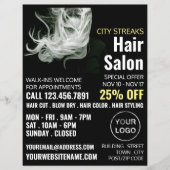 ウェーブブロンドの髪、美容師、ヘアサロン広告 チラシ (正面)