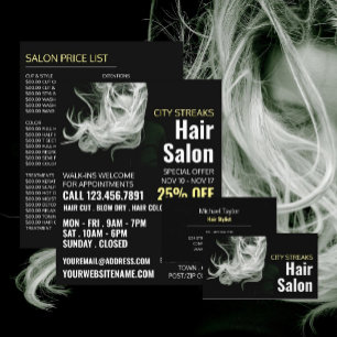 ウェーブブロンドの髪、美容師、ヘアサロン広告 チラシ