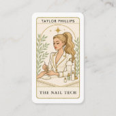 ウェーブブロンド爪、 ネイルテックタロットソーシャルメディアQR 名刺 (正面)