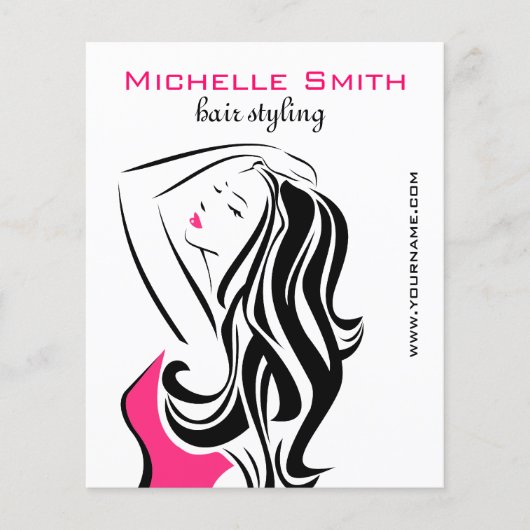 ウェーブヘアの可愛い女の子のヘアスタイリング ブランディング チラシ (正面)