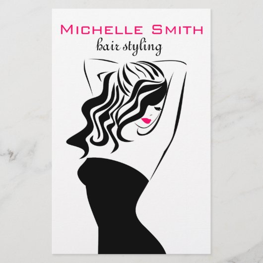 ウェーブヘアの可愛い女の子のヘアスタイリング ブランディング チラシ (正面)