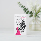 ウェーブヘアの可愛い女の子のヘアスタイリング ブランディング 名刺 (スタンド正面)