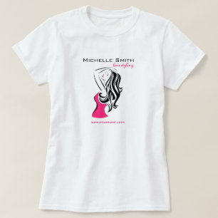 ウェーブヘアの可愛い女の子のヘアスタイリング ブランディング Tシャツ