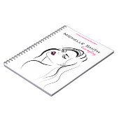 ウェーブヘアの女の子のヘアスタイリング ブランディング アイコン ノートブック (左側)