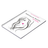 ウェーブヘアの女の子のヘアスタイリング ブランディング アイコン ノートブック (左側)