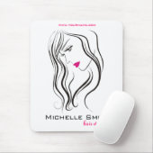 ウェーブヘアの女の子のヘアスタイリング ブランディング アイコン マウスパッド (マウス)