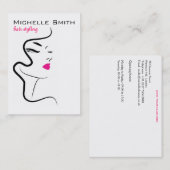 ウェーブヘアの女の子のヘアスタイリング ブランディング アイコン 名刺 (正面/裏面)