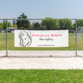 ウェーブヘアの女の子 ヘアスタイリング ブランディング アイコン 横断幕 (インサイチュ)