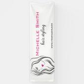 ウェーブヘアの女の子 ヘアスタイリング ブランディング アイコン 横断幕 (縦)