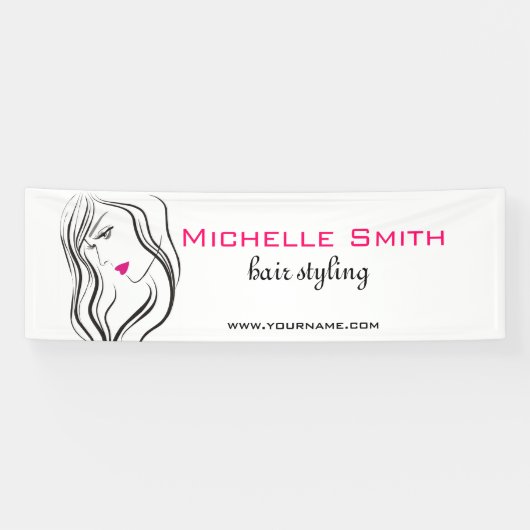 ウェーブヘアの女の子 ヘアスタイリング ブランディング アイコン 横断幕 (横)