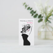 ウェーブヘアの素敵な女の子ヘアスタイリングブランディング 名刺 (スタンド正面)