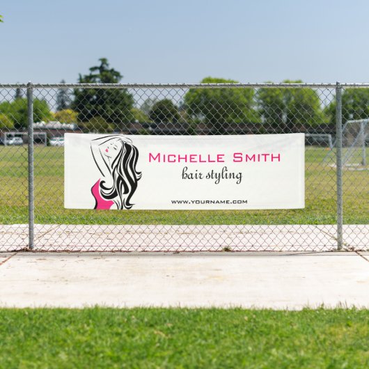 ウェーブヘアの素敵な女の子ヘアスタイリングブランディング 横断幕 (インサイチュ)