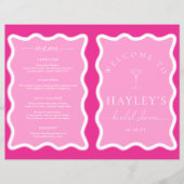 ウェーブホットピンクブライダルシャワーゲームとメニュー冊子 (正面)