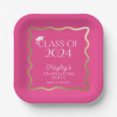 ウェーブホットピンク卒業パーティーへようこそ ペーパープレート (正面)