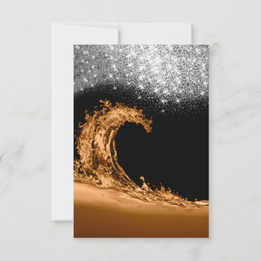 ウェーブホワイトブラウンモダン抽象芸術サプライズ誕生日 招待状 (裏面)