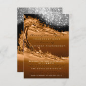 ウェーブホワイトブラウンモダン抽象芸術サプライズ誕生日 招待状 (正面/裏面)