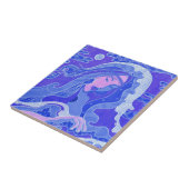 ウェーブマーメイドファンタジー超現実的アジアの女の子ブルーピンク タイル (側面)