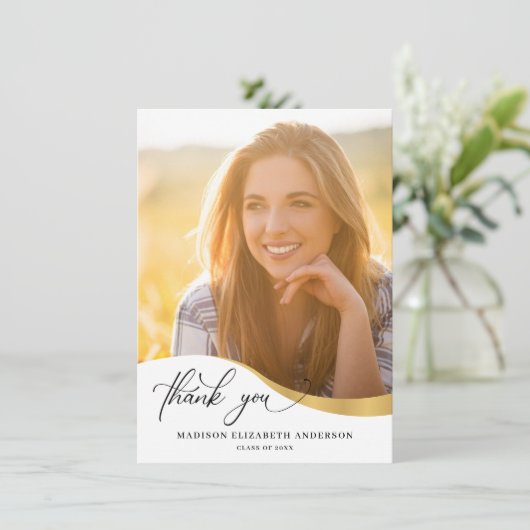 ウェーブモダンシェイプフォト卒園ありがとう サンキューカード (スタンド正面)