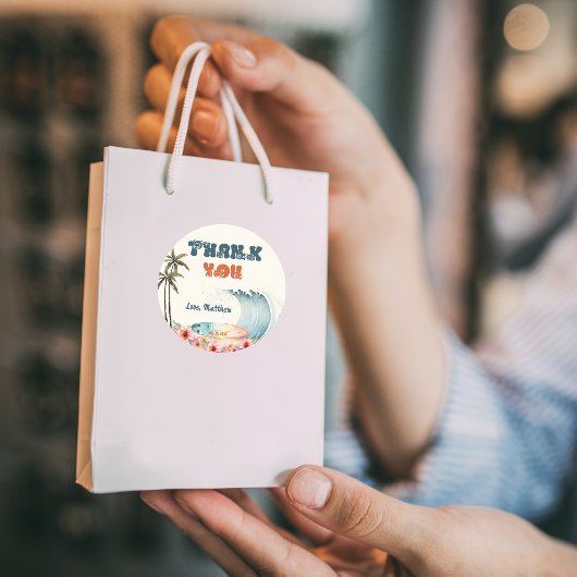 ウェーブライダーサーフバースデーパーティーありがとう ラウンドシール