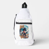 ウェーブライダー：黒いプードルサーフィン冒険 スリングバッグ (正面)