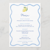 ウェーブラインの境界線 レモン ウェディング シャワー プレース カード (正面)