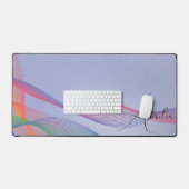 ウェーブラベンダーオレンジ色の緑のグラデーション デスクマット (キーボード&マウス)