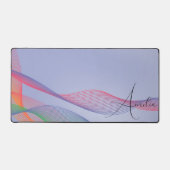 ウェーブラベンダーオレンジ色の緑のグラデーション デスクマット (正面)