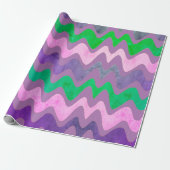 ウェーブラベンダーグリーンカラフル ラッピングペーパー (アンロールド)